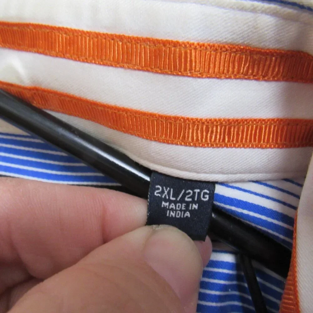 Robert Graham Men's 2XL Blue Striped Cotton‎ Casual Button-Down Shirt L/S